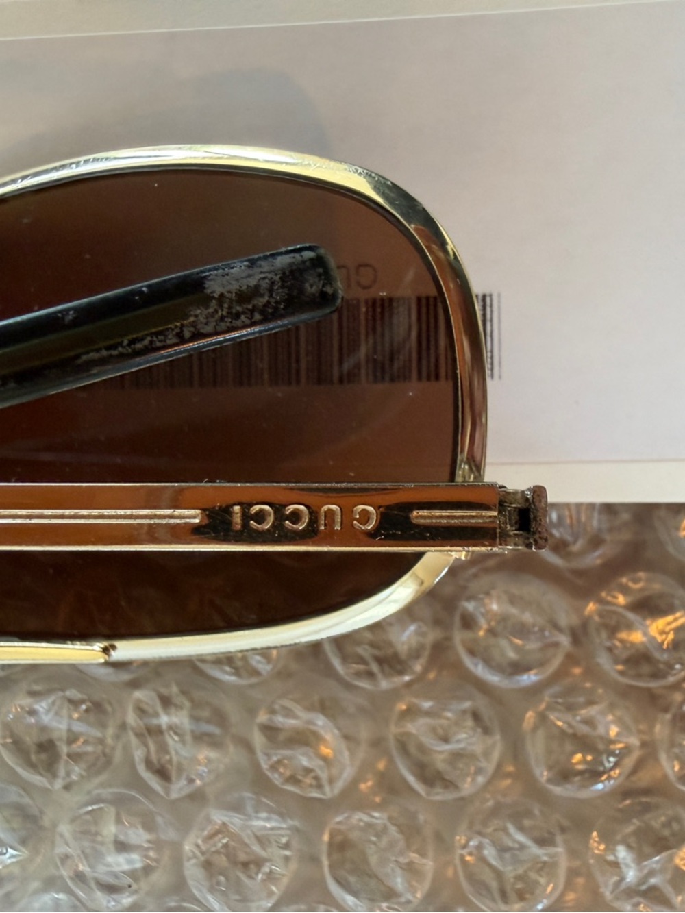 Gucci Gold Frame Brown Lens Men’s Sunglasses - Picture 5 of 5